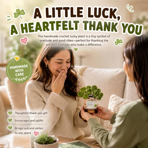 COZEKAVUM Crochet Plant in Pot, Positive Emotional Support with Base Gifts for Mom Grandma Wife Best Friend, Teacher Nurse Coworker Appreciation, Birthday Mothers Day with Good Lucky for Her - image 2