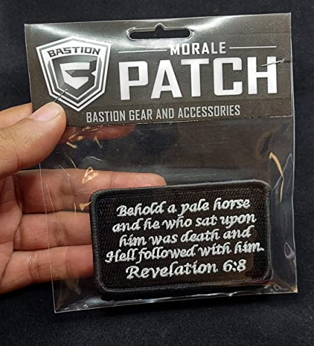 Bastion Morale Patches (Revelation 6:8, Black) | 3D Embroidered Patches With Hook & Loop Fastener Backing | Well-Made Clean Stitching | Christian Patches For Tactical Bag, Hats & Vest #TOP4