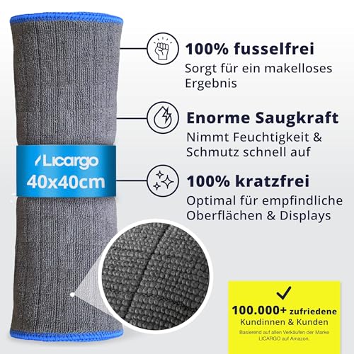 LICARGO Bildschirmreiniger Set 300ml - Streifenfrei & schonend - Display Reiniger mit Mikrofasertuch 380 GSM - Screen Cleaner für TV (LCD, LED, OLED, QLED, TFT) Monitor, Laptop, Tablet & Handy