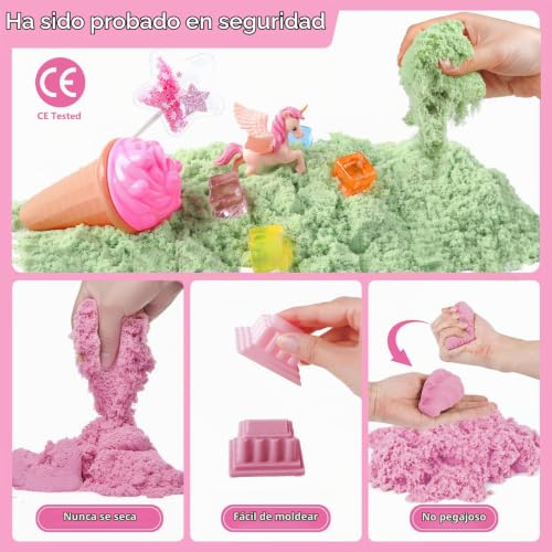 Miniatura 6 de Aliex Arena Magica Niños, Juguetes De Unicornio Con 1kg De Arena Mágica, Sin Ensuciar, Regalo De Cumpleaños De Navidad Para Niñas 3 4 5 6 7 8 Años