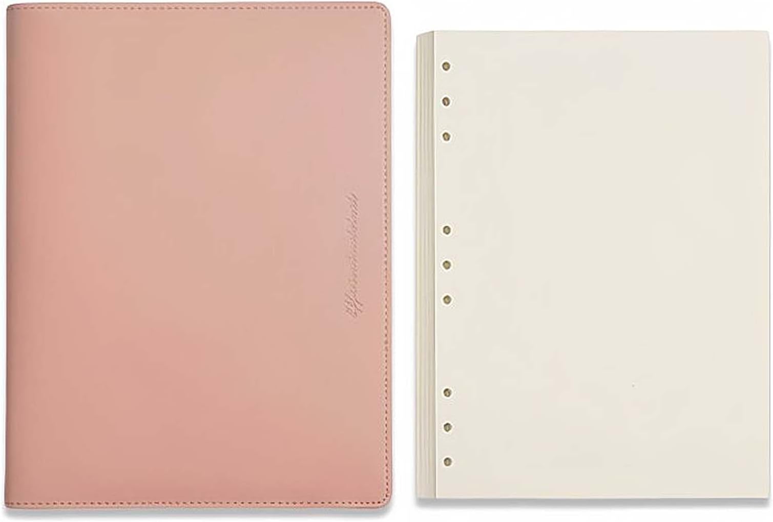A5 PU Leather Binder Cover, 6 Ring Loose Leaf Notebook with 60 Sheets Blank Dowling Paper, Refillable Round Ring A5 Binder for School Supplies, Meeting Records, Budget Notebook Folder(Pink)