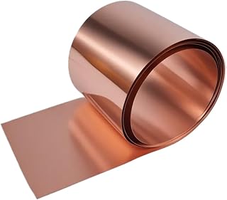 RiNTREE 99.9% Pure Copper Foil Strip 0.2mm x 10mm x 2m Roll - High Conductivity for EMI Shielding, Stained Glass, Electrical Repairs & Crafts
