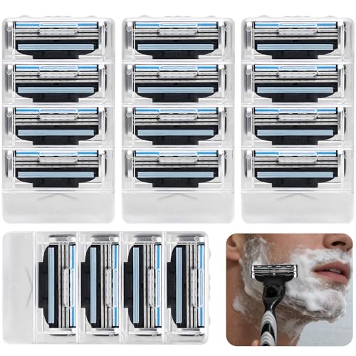 16 Cuchillas de Afeitar para Hombre - Cuchillas de Repuesto de 3 Hojas para Maquinillas de Afeitar en Húmedo, Compatibles con la Mayoría de Mangos de 3 Hojas, Paquete de Repuesto (16)