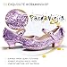 PANDANINJIA Girls Toddler/Little Kid Jada Dress Mary Jane Pumps with Heels Bow Party Wedding Princess Shoes (Purple Sequin, 7 M US Toddler)