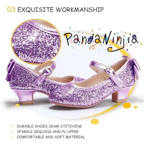 Image of PANDNAINJIA Girls Dress Shoes Toddler Heels Mary Jane Pumps