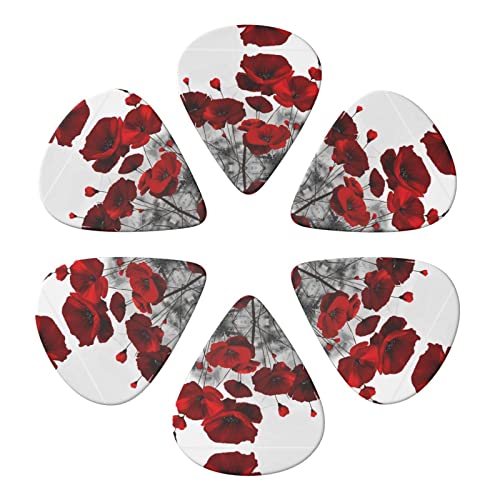 Ensemble de 6 médiators de guitare fleur de coquelicot rouge pour guitare acoustique, guitare électrique, basse, ukulélé… - Les Beatles, Paul McCartney, John Lennon, RIngo Starr, George Harrison Ensemble de 6 médiators de guitare fleur de coquelicot rouge pour guitare acoustique, guitare électrique, basse, ukulélé… – Image 5