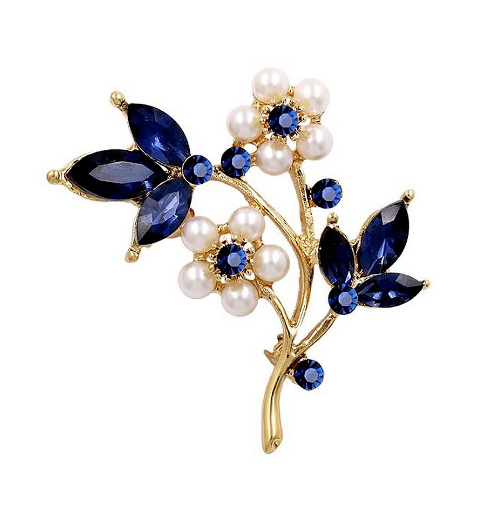 Ancienne broche fleurs bijou vintage or de Tolède perles nacrées