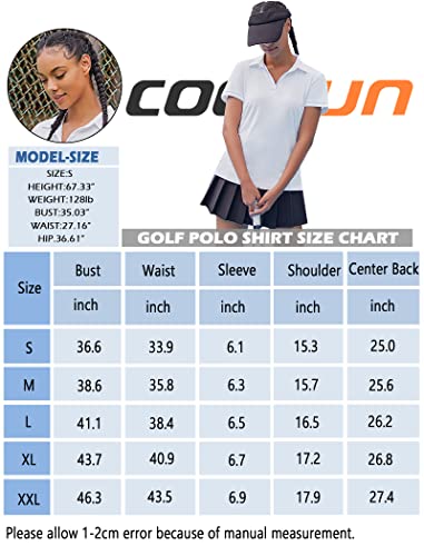 Coorun Womens Golf Shirt Short Sleeve Polo T Shirts Lightweight Athletic Shirt V Neck Collared Shirts For Tennis Golf,Black Medium #TOP5