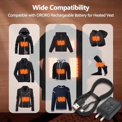 5V USB Heated Vest Battery Charger, Compatible for ORORO Heated Jackets Heated Hoodies and Heated Hand Muff3