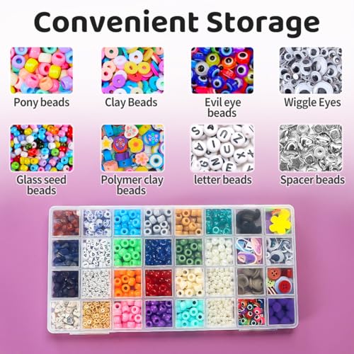 Image of Eppingwin 32 Grids Bead Organizer, Craft Organizers and Storage, Acrylic Organizers, plastic Bead Organizer Box for Crafts Organizing Storing (4 pack)