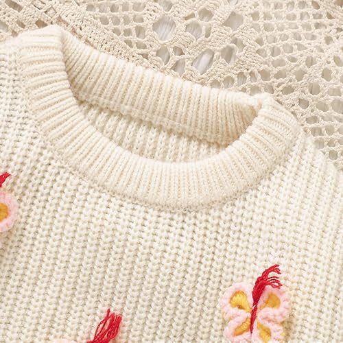 Girls Cute Butterfly Knit Sweater Long Sleeve Round Neck Knitted Pullover Top Thermal Knitted Sweatshirt Knitwear4