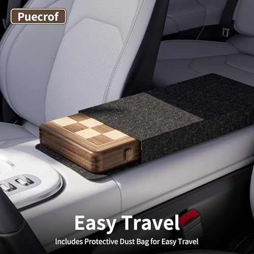 Image of 15 Inch Magnetic Wooden Chess Set, Rubberwood Folding Chessboard with Brown Dual-Sided Storage Trays, 2 Extra Queens & Dust-Proof Bag, Portable Travel Board Game(Vintage)