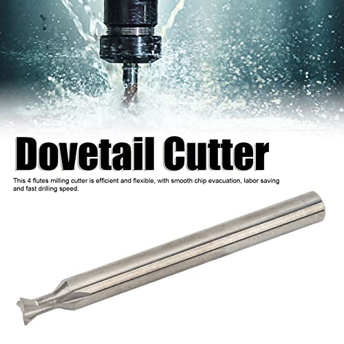 Image of Dovetail End Mill Cutter, Hardened Alloy 4 Flute Slotting Milling Tool for Industrial Machining Universal Shank 5mm Shank 5 x 60 Degree x 50L 1 Piece