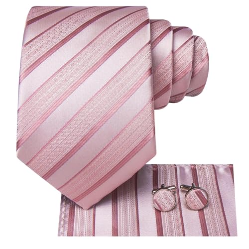 Image of Hi-Tie 70 inches Ties for Men Silk Extra Long Necktie and Pocket Square Cufflinks Set Men Big and Tall Tie Business