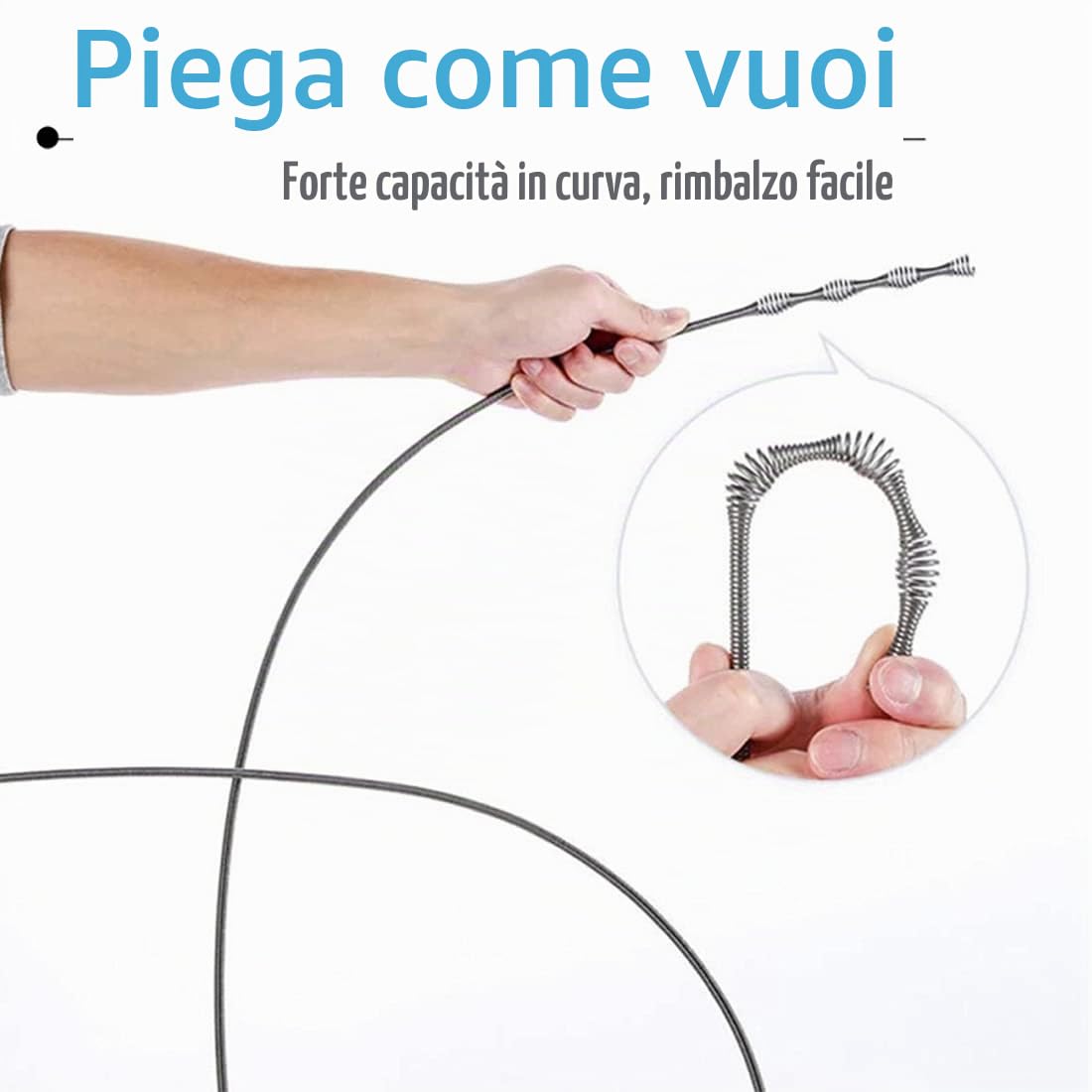 Spirale per la pulizia dei tubi 10M Sonda Sturatubi per Pulizia Guanti inclusi - Sonda Idraulica Stura Lavandini e Scarichi per Amanti del Fai da Te