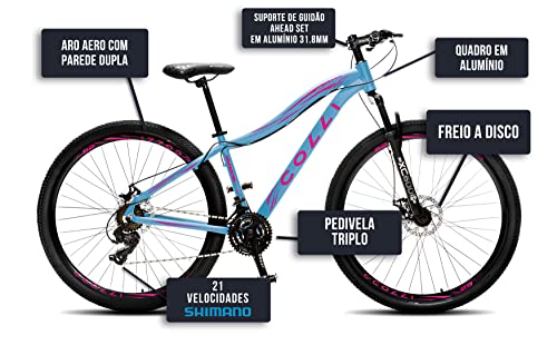 Colli Bike, Eudora em Alumínio Quadro Rebaixado (15,5) Câmbio SHIMANO, Aro 29 Aero, 36 Raias, 21 Mar