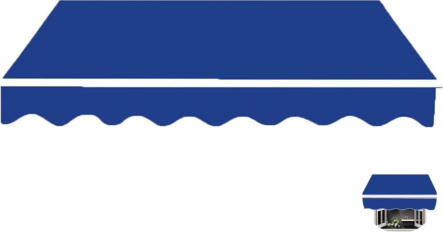 Retractable Garden Patio Awning Replacement Canvas Waterproof Polyester Canopy Top Cover Sunscreen Fabric with Front Valance for Window Door Backyard Carport(Size:4x1.5m,Color:Blue)