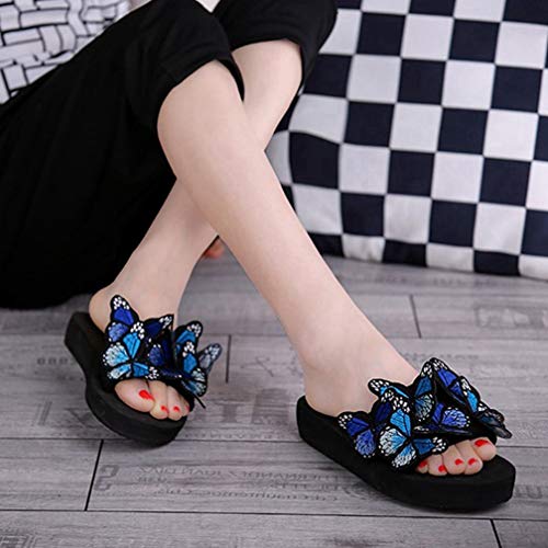 Image of MIOKE Summer Flat Slide Sandals For Womens Butterfly Platform Low Heel Comfy Nonslip Casual Beach Sandals