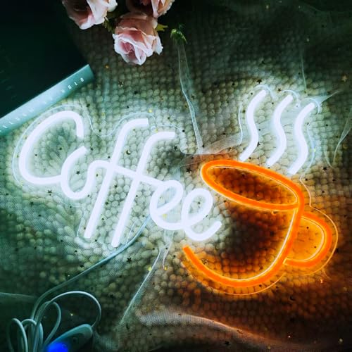 Image of Coffee Bar Sign Wall Decor,LED Coffee Neon Light up Signs for Coffee Station Decor,Coffee Decorations for Coffee Bar Kitchen Decor Accessories,with Dimmable Switch and Hanging Chain,5V USB Powered