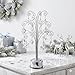 HOHIYA Ornament Display Stand 360° Rotating Christmas Tree Display with 15 Metal Hooks Tabletop Ornament Hanger for Crystal Glass Baubles Elegant Chrome Silver Eater Decor