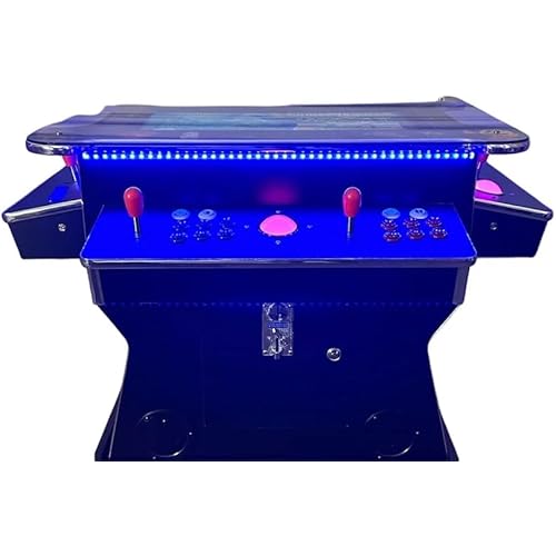 Full Size Commercial Grade Cocktail Arcade Machine 4500 Games Lift Up / Tilt Screen Monster 32 inch Screen Tempered Glass 2 Stools Included 5 Year Warranty Black Chrome