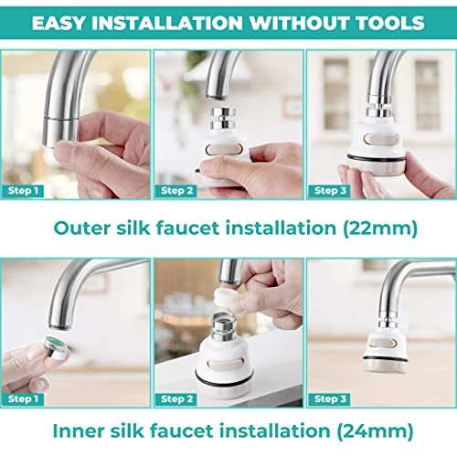 Kitchen Faucet Replacement Head, Movable Kitchen Sink Spray Head 360° Rotatable,Anti-Splash Sink Sprayer Faucet Nozzle Head,Water Saving Faucet Aerator,3 Modes Adjustable Faucet Adapter #TOP6