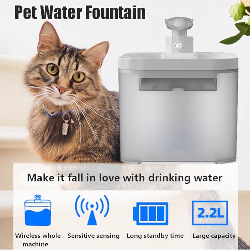 Fuente de agua inalámbrica para gatos 2.2 l verde miniatura 2