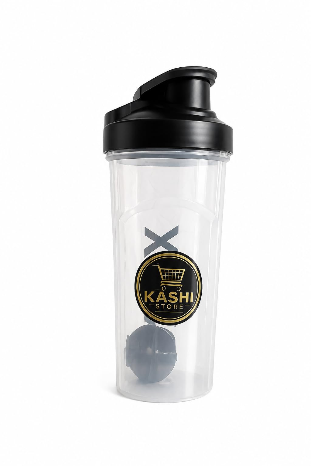 KS Protein Shaker Bottle with Mixing Ball, Clear | Flip-Top Lid, Leak-Proof Design, Gym and Fitness Use, Transparent Body, Blending Ball Included-image-1