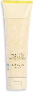 Beekman 1802 Milk Scrub Oat + Goat Milk Exfoliating Face Cleanser - Fragrance Free - 3 fl oz - With Oat Milk & Jojoba Beads - Skin Barrier & Biome Safe - Good for Sensitive Skin - Cruelty Free