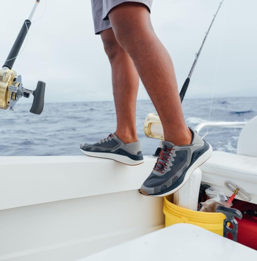 Image of OluKai 'Ahi Men's Water Shoes, Cushioned & Quick-Drying Marine Sneaker, Breathable Mesh & Wet Grip Rubber Outsole for Boats, Docks & Wet Surfaces