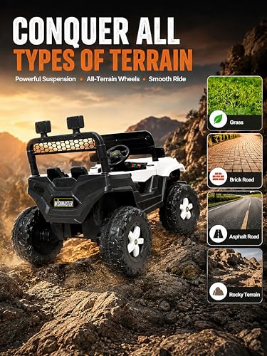 Image of WishmasterKids Driving Electric Ride-On Car for Boys & Girls 2-6 Years Big Wheels, Single Seat, Music & LED Lights | Off-Road Adventure Jeep | 6 Month Warranty | Gift for Birthday