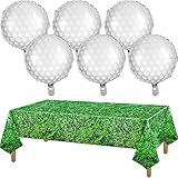 6 Pieces Golf Ball Balloons 108 x 54 Large Size Grass Table Cover Disposable Plastic Printed Grass...