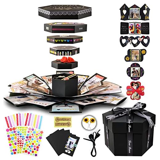 Vienrose Explosion Gift Large Box Set Album Assembled Scrapbook DIY Lovebox Photo Album Box for Birthday Anniversary Wedding Couples Gifts for Boyfriend,Finished box set