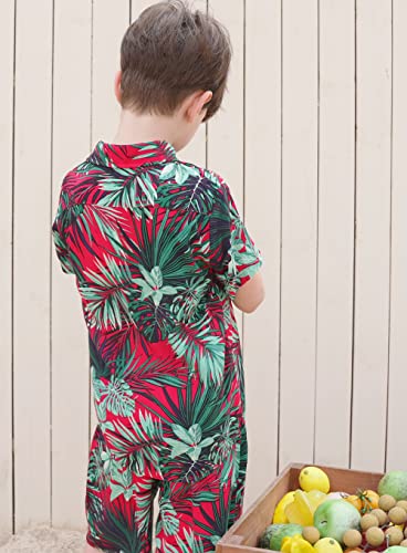 Coofandy Toddler Boys Hawaiian Vacation Beach Sets Kids Short Sleeve Button Down Printed Shirts 4-5T #TOP1