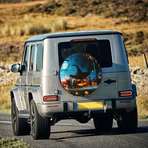 Image of Halloween Spare Tire Cover Halloween Pumpkins Tire Cover Universal Wheel Protectors Wheel Covers for Rv Camper Travel Trailer SUV Truck 16 Inch