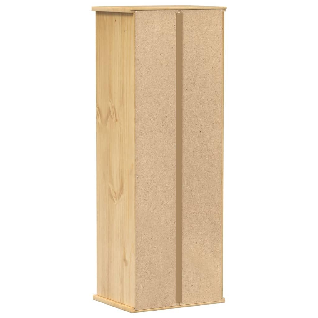 Mobile Porta CD 40x30x110 cm Legno Massello di Pino | Cassetto e scomparti a giorno, finitura cerata ambra, multifunzionale per ufficio o camera da letto