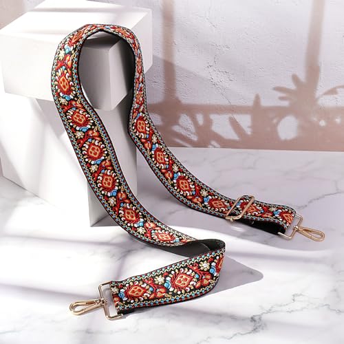 Image of Flower Purse Strap Replacement Embroidery Crossbody Shoulder Strap for Handbag Canvas Purse Extender Accessories