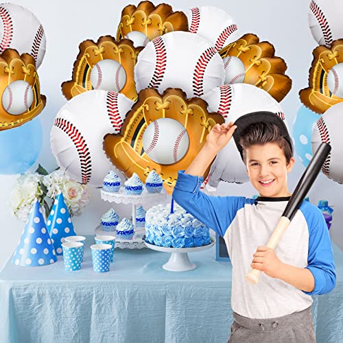 8 Pieces Baseball Balloons Baseball Glove Balloons 18 Inch Sports Mylar Balloons Baseball Themed Party Supplies Decorations For Boys Girls Summer Birthdays Party (Baseball/Baseball Glove Balloons) #TOP4