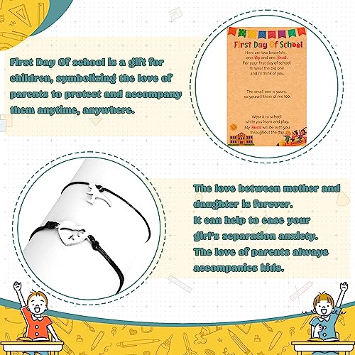 Image of EOBOH First Day of School Bracelet Mommy and Me, Prek Matching Wish Bracelets Set, Adjustable Bracelet for Boys Girls Gifts Stuff Bulk