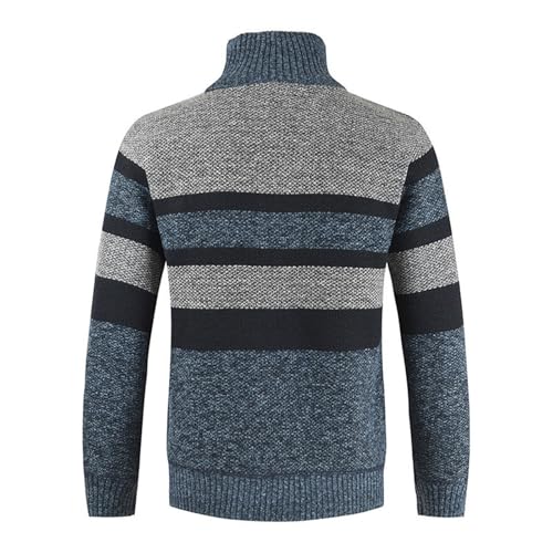 Mens Quarter Zip Sweater Lightweight Casual Pullover Mock Neck Textured Sweaters Elastic Stripe Patchwork Pullovers3