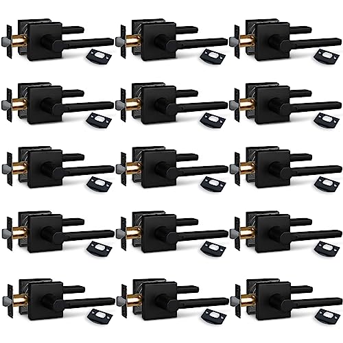 Image of NEWBANG (15Pack Hall /Closet Lever Handle Lock in Aged Matt Black- Door Lock Handle in Matt Black for Passage Door