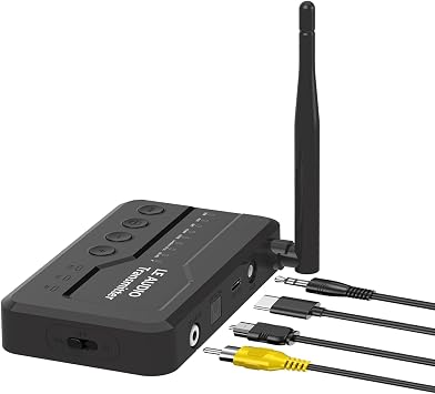 LE Audio Bluetooth 5.4 Transmitter for TV to Wireless Headphones, Auracast/Aptx Lossless/Adaptive Audio Bluetooth Adapter with AUX/RCA/Optical/Coaxial Audio Inputs, Plug n Play