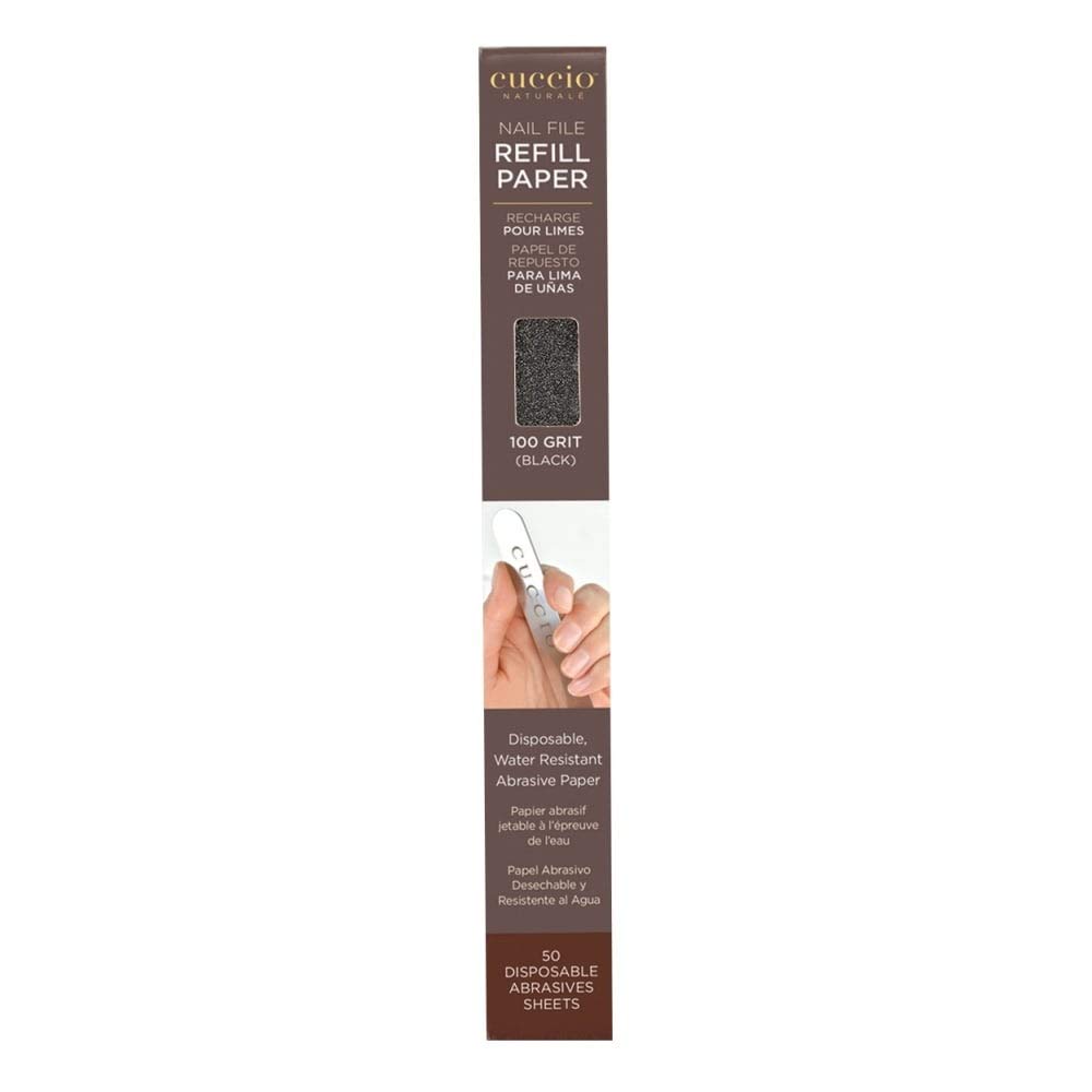 Cuccio 100 Grit Stainless Steel Nail File Refill, Black, 50 Count