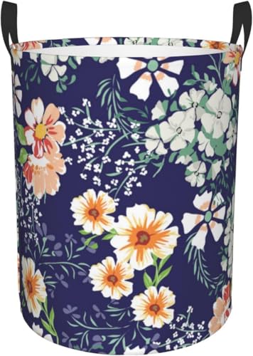 ランドリーバスケット 美しい花の庭の花びらの葉の牧草地オレンジ 洗濯物用かご 撥水加工 大容量布製雑貨収納ボックス 雑貨 おもちゃ収納バッグ 寝室、洗濯室、 シンプルでおしゃれ収納袋 M