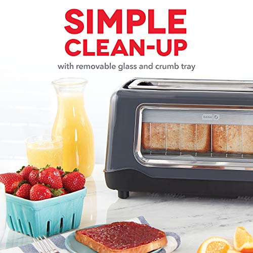 Dash Clear View Toaster: Extra Wide Slot Toaster With See Through Window - Defrost, Reheat + Auto Shut Off Feature For Bagels, Specialty Breads & Other Baked Goods - Grey #TOP4