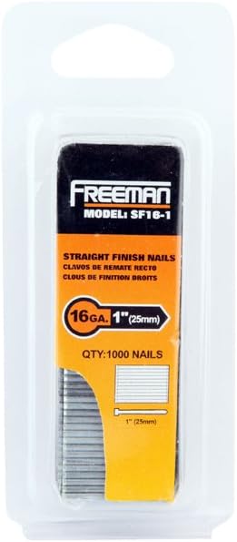 Freeman SF16-2 2-Inch by 16 Gauge Straight Finish Nail, 1000 Per Box - Air Nailer Accessories - 