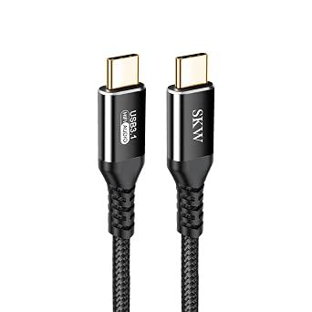 SKW USB C to USB C 3.1 Cable, High Speed Type C 10Gbps 4K Video Data Transfer 100W5A Charger Cable with E-Marker 4.9ft / 1.5M