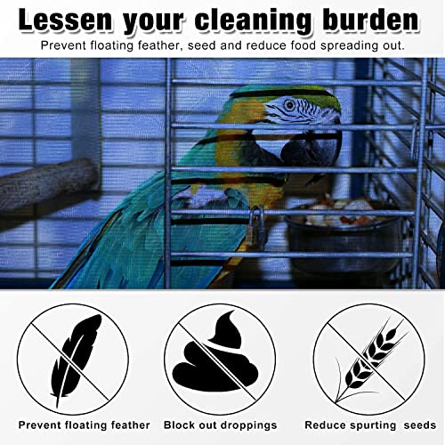 Image of TOPINCN Bird Cage Cover for Parrot Cage with Nylon Mesh Ventilated Seed Catcher Skirt Blue