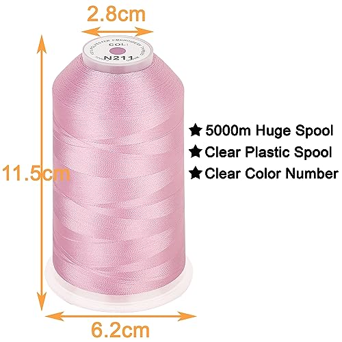 Image of New brothread - Single Huge Spool 5000M Each Polyester Embroidery Machine Thread 40WT for Commercial and Domestic Machines - Pale Pink (Janome Color)