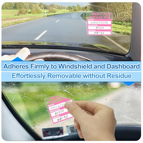 Image of for Oil Change Sticker Static Cling, Clear Stickers 120 Pcs 2 inchx 2 inch Next Service Due Sticker for Windshield, Easy to Peel with No Residue for Car Auto Vehicle Window (Pink3)